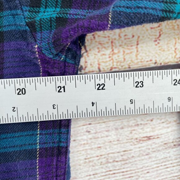 Vintage REI Plaid Flannel Button Down‎ Shirt Women's Size Medium Teal/Purple - Picture 6 of 7